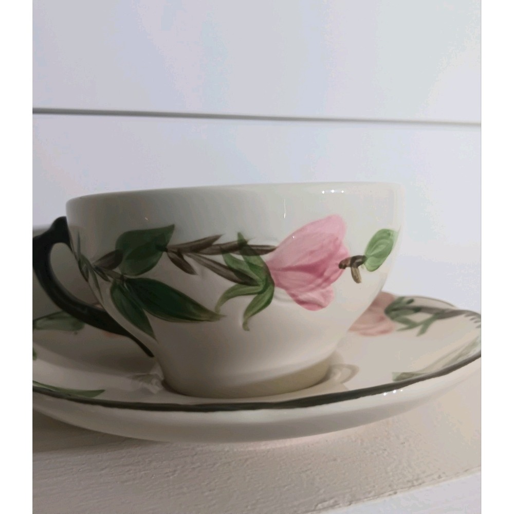 VINTAGE FRANCISCAN DESERT ROSE COFFEE/TEACUP AND SAUCER  *2 CUPS, 2 SAUCERS Set